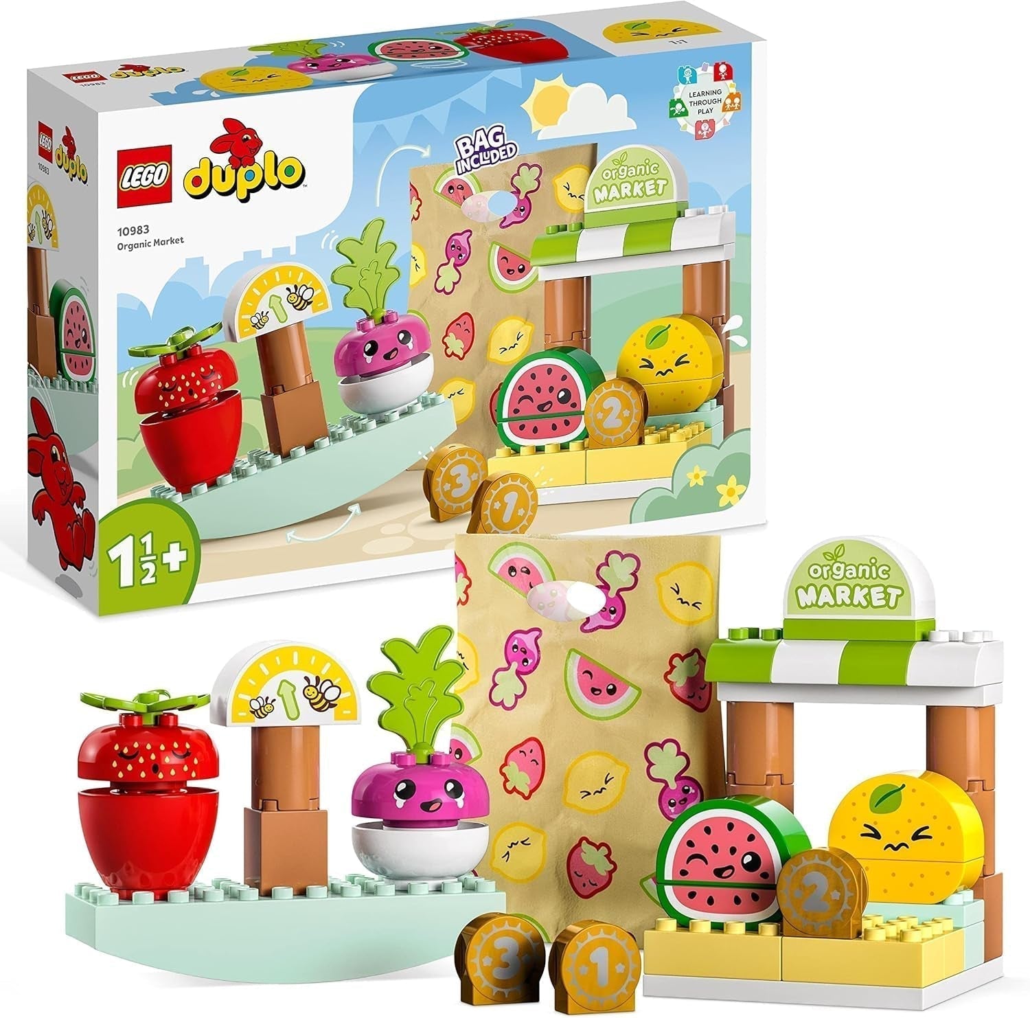LEGO DUPLO Můj první biotrh, Sada hračkářství pro chlapce a dívky, Vzdělávací hračka pro batolata od 1,5 roku, Ovocné a zeleninové doplňky 10983 stavebnic Besuche den LEGO-Store Single