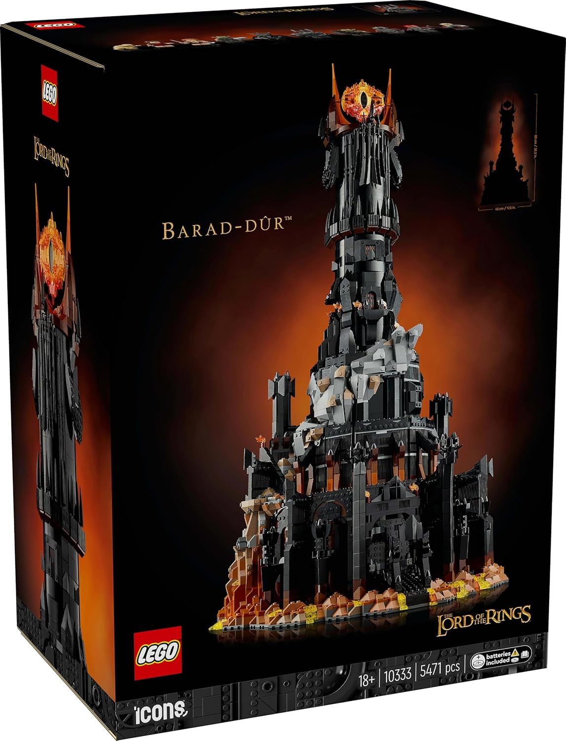 LEGO Icons Pán prstenů: Stavebnice pro dospělé Barad-Door se Sauronem, Gothmogem, Orkem, Frodem, Samem a Glumem Minifigurky Filmové upomínkové předměty Fanoušek Sběratelské 10333 stavebnic Beuche den LEGO-Store