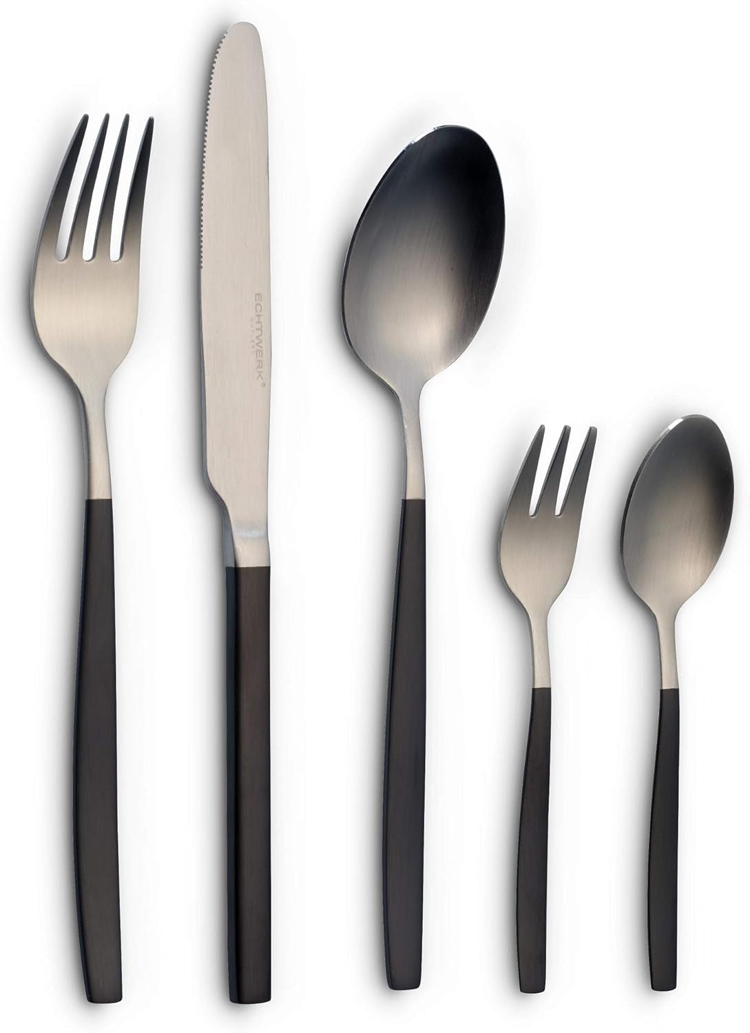 Sada příborů Echtwerk Positano Due-Bronze, černá edice, 20 kusů, kuchyň pro 4 osoby Naty Shop stříbrná / černá