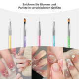 8 Stück Nagel Pinsel, Nagelkunstpinsel Pinsel Set, Pinsel Für Nägel Mit Doppelkopf Nail Art Pinsel Set Dotting Pen Und Gel Štětec na nehty Präzise Pinsel Für Nageldesign Und Verzierungen