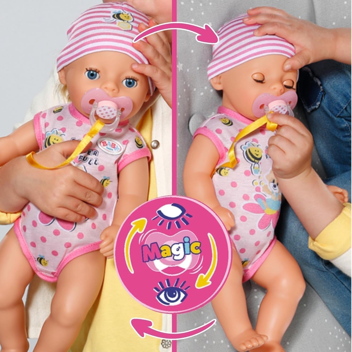 BABY Born Lena (holčička) 36 cm, panenka se 7 funkcemi pro děti od 1 roku, funguje bez baterie, velká panenka 36 cm, 834596 Zapf Creation, růžové panenky Naty Shop
