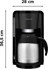 Espresso kávovar Rowenta Adagio, termokarafa z nerezové oceli, udrží kávu horkou až 4 hodiny, kapacita 10–15 šálků, kapacita 1,25 l, vyjímatelný koš na filtr, automatické vypínání, černá, CT3818