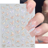 JMEOWIO 3D Nálepka na nehty Schmetterling Nálepka na nehty Selbstklebend Nagelaufkleber 5D Stereoskopická dekorace Nageldesign Zubehör 1 Blatt