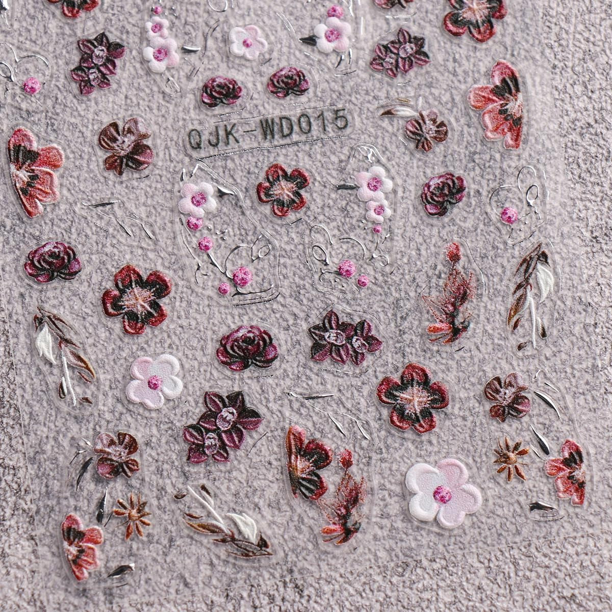 JMEOWIO Nálepka na nehty Schwarz Weiße Blume 6 Blatt Nálepka na nehty Selbtklebend Nagelaufkleber Frühling Letní květinová dekorace Nageldesign Zubehör