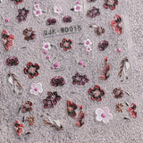 JMEOWIO Nálepka na nehty Schwarz Weiße Blume 6 Blatt Nálepka na nehty Selbtklebend Nagelaufkleber Frühling Letní květinová dekorace Nageldesign Zubehör