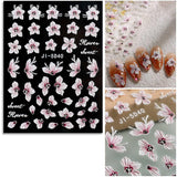 JMEOWIO 3D Nálepka na nehty Frühling Blume Nálepka na nehty Selbstklebend Nagelaufkleber 5D Stereoskopisch Buntes Letní Blumen Dekorace Nageldesign Zubehör 4 Blatt
