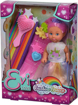 Simba Evi Love Rainbow Princess / Puppe als Regenbogenprinzessin mit Langen Haaren / 4 Haarclips und Bürste / 12 cm / Für Kinder ab 3 Jahren, 105733505