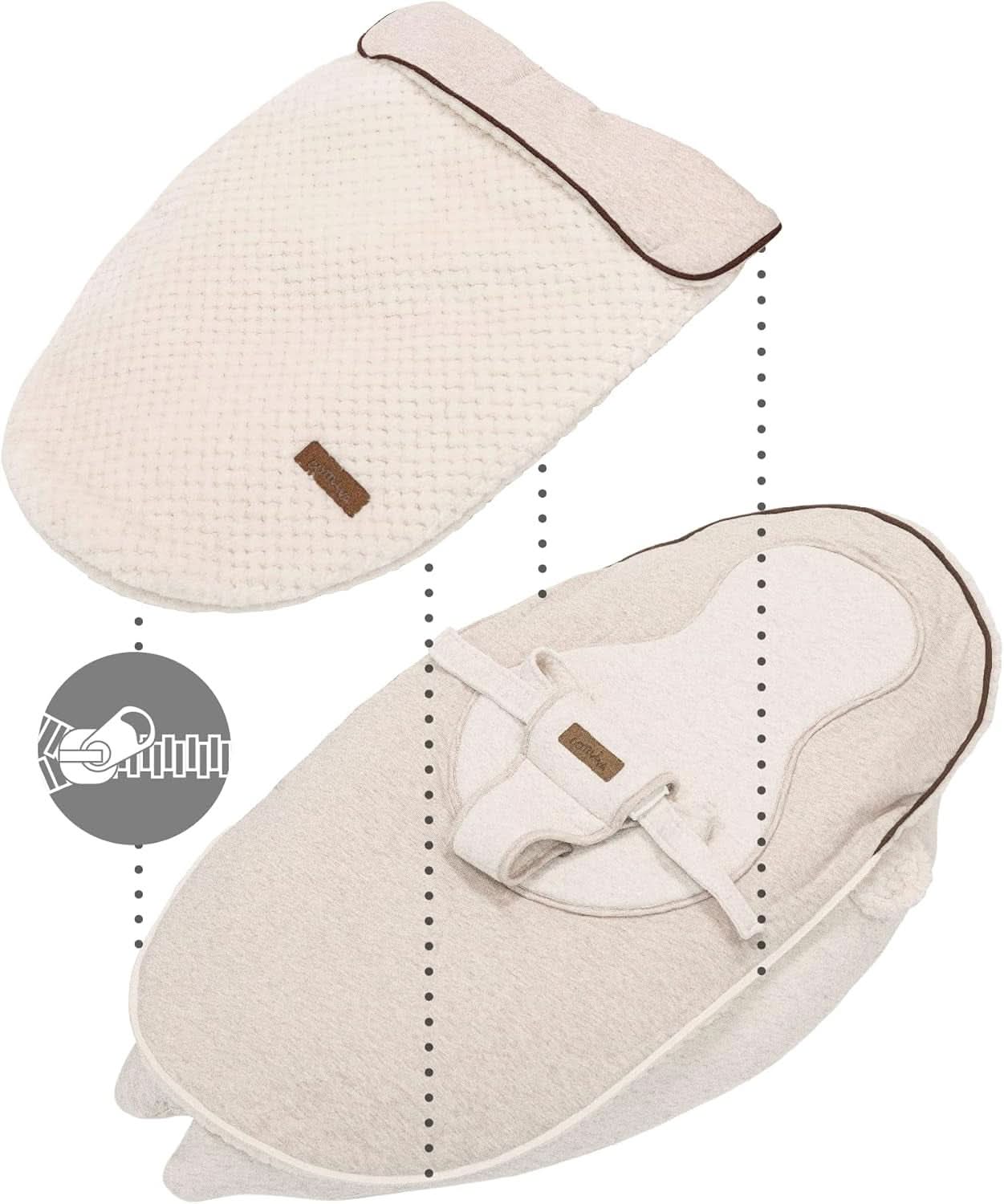 Multifunkční kojící polštář, 4v1, Soft Nova, béžový, jeden polštář: 202 cm, křeslo, 40 X 75 X 22 cm Příslušenství Potraviny a kojení Bebe Naty Shop