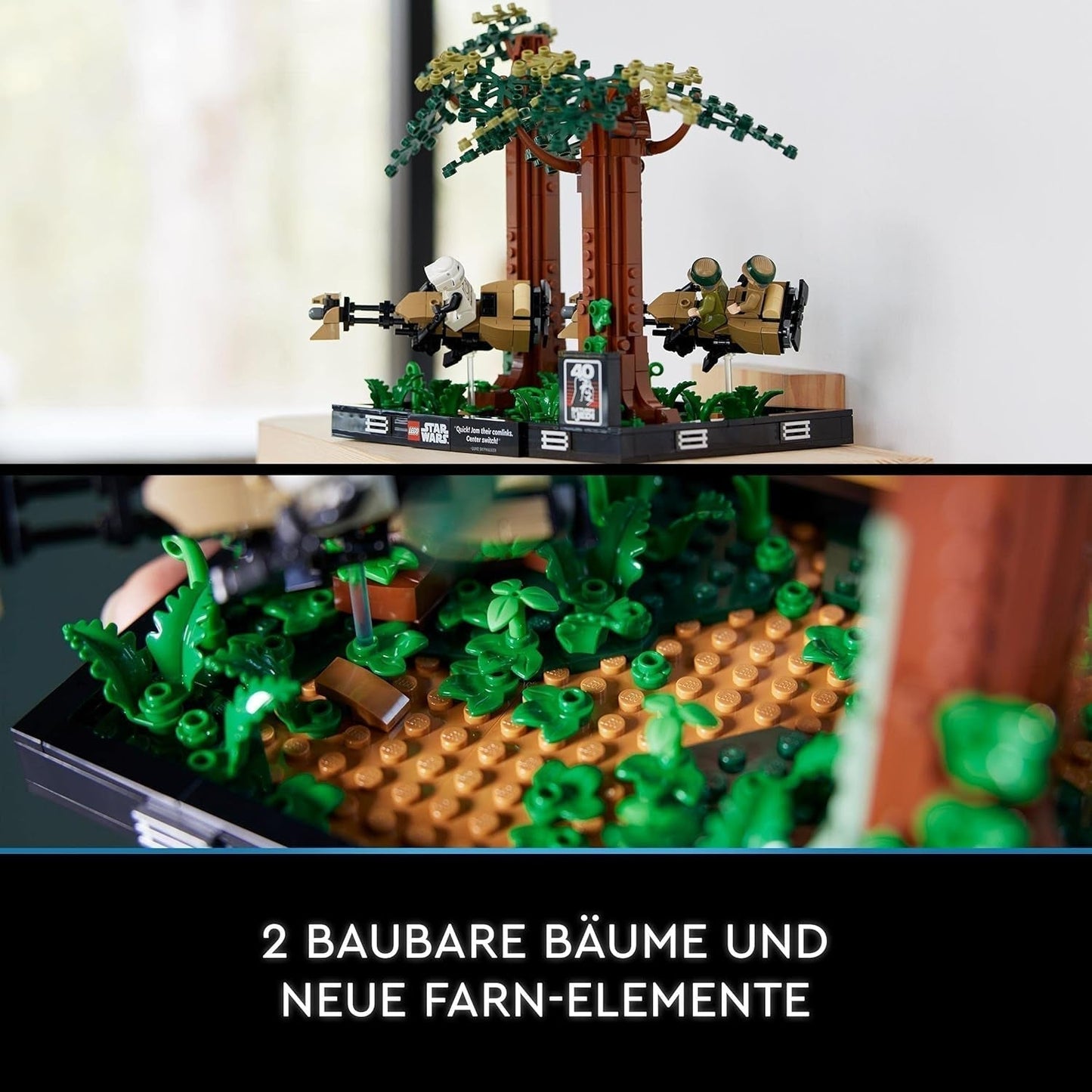 LEGO 75353 Star Wars Pursuit on Endor - Sada diorámat, Návrat Jediho s Lukem Skywalkerem, Princezna Leia & Scout Trooper a Speeder Bikes, Stavebnice 40. výročí Besuche den LEGO-Store