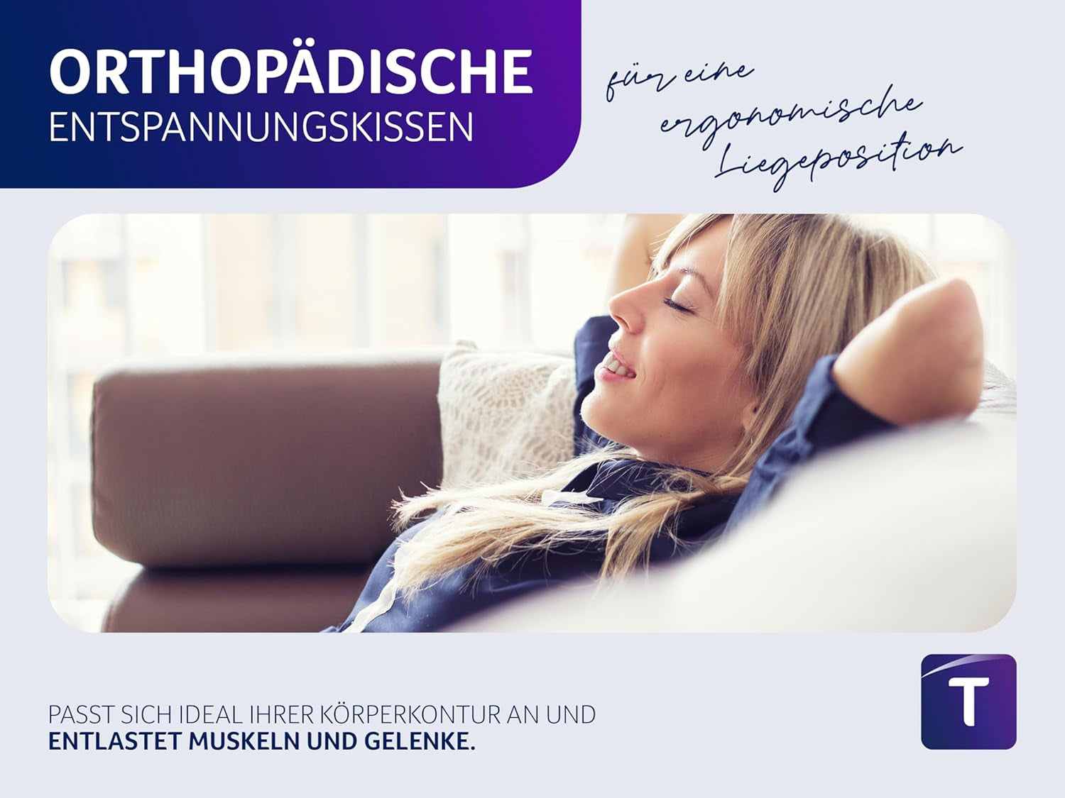 Ortopedický zádový/bederní polštář Traumnacht s viskoelastickým pěnovým jádrem a mikroflísovým potahem šetrným k pokožce, certifikován Oeko-Tex, vyrobený podle německých standardů kvality