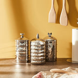 Alessi Kalistò 2 CB02 - Kuchyňská dóza z nerezové oceli 18/10 s hliníkovým knoflíkem, 114 cl, stříbrná Dózy na potraviny Naty Shop