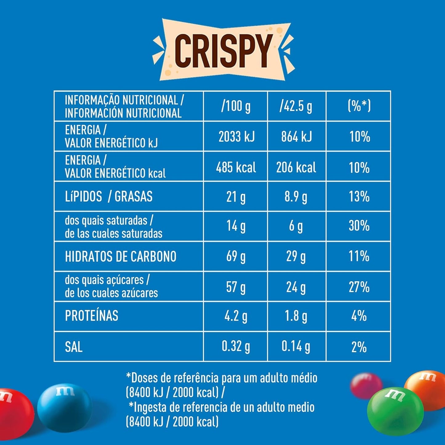 M&M'S Crispy, Chocolate Crispy Lentils a Crispy Center, Čokoláda, 1 balení (1 x 340 g) (balení 2 ks)