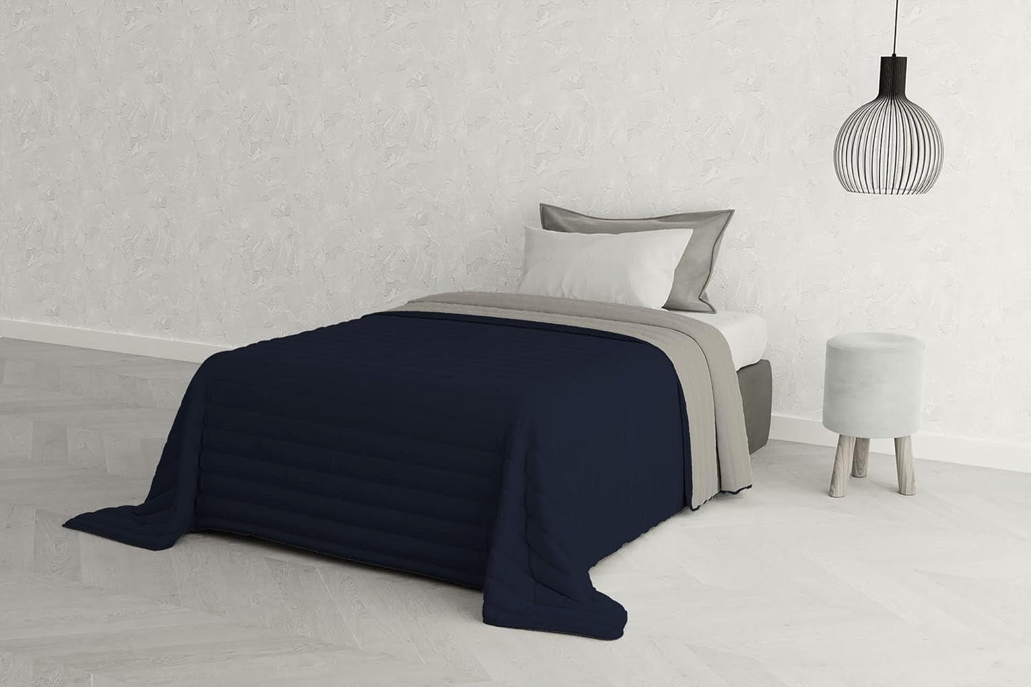 Italské povlečení Estivo jednolůžko, povlečení, Aqua, 170 X 270 Cm Peřiny a přikrývky Naty Shop Grigio Chiaro/Blu Scuro 170 X 270 Cm