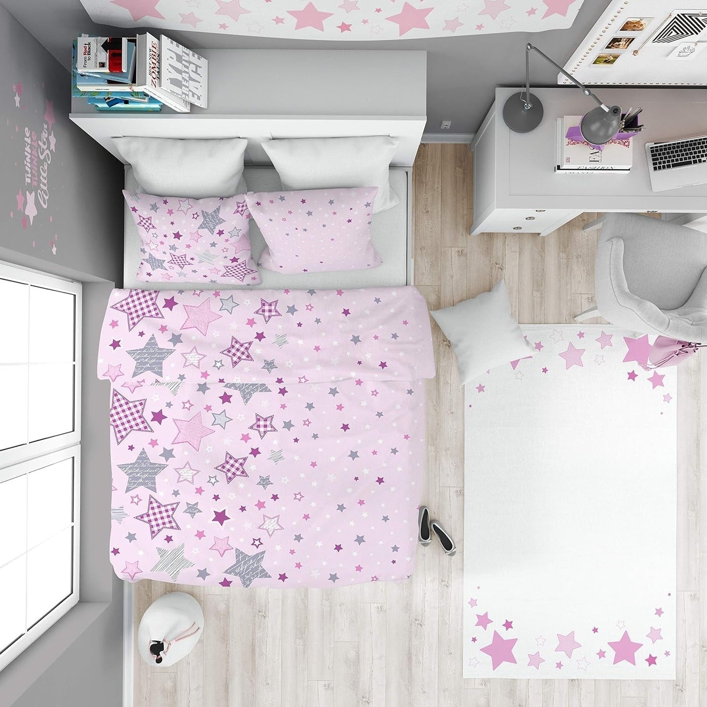 Dětské povlečení, růžové hvězdičky, 100% bavlna Povlečení - dětské Naty Shop