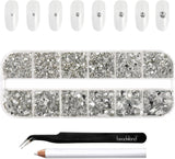 Beadsland 2500 ks Glas Nailart Strasssteine ​​​​Kristall Flatback Edelsteine ​​Runde, ​​Für Handwerk Gemischt 8 Größen SS4 ~ SS30 Mit Picking Pinzette Und Stift (Kristall Weiss)