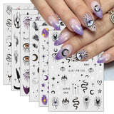Jmeowio Nagelsticker Mond Stern Sonne 9 Blatt Nail Art Sticker Selbtklebend Nagelaufkleber Bunte Dekoration Nageldesign Zubehör