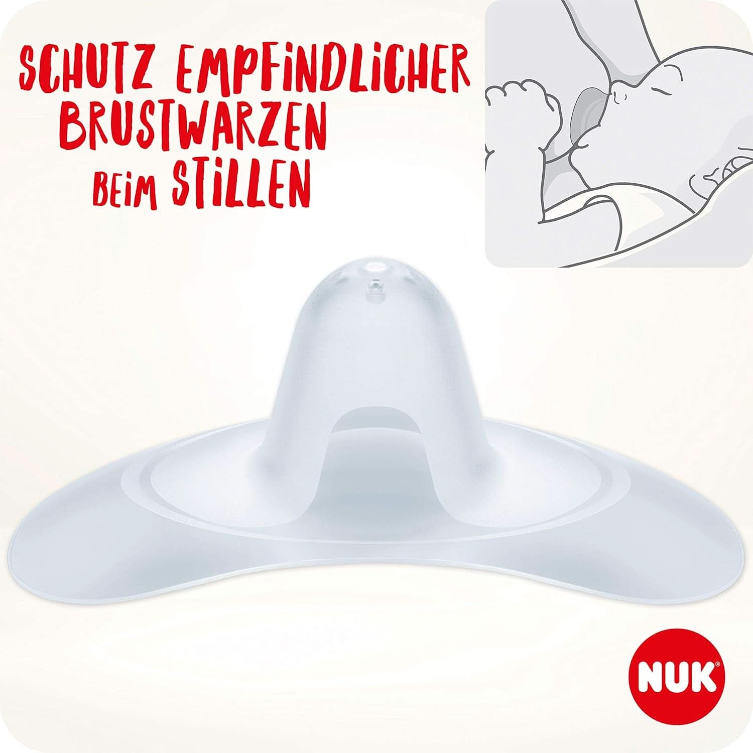NUK Stillhütchen | Brusthütchen Zum Stillen | Schützt Vor Wunden Brustwarzen | Dünnes Silikon | Größe M (20 mm) | Včetně Schutzdose | 2 Stück Dětská výživa a doplňky ke kojení Naty Shop