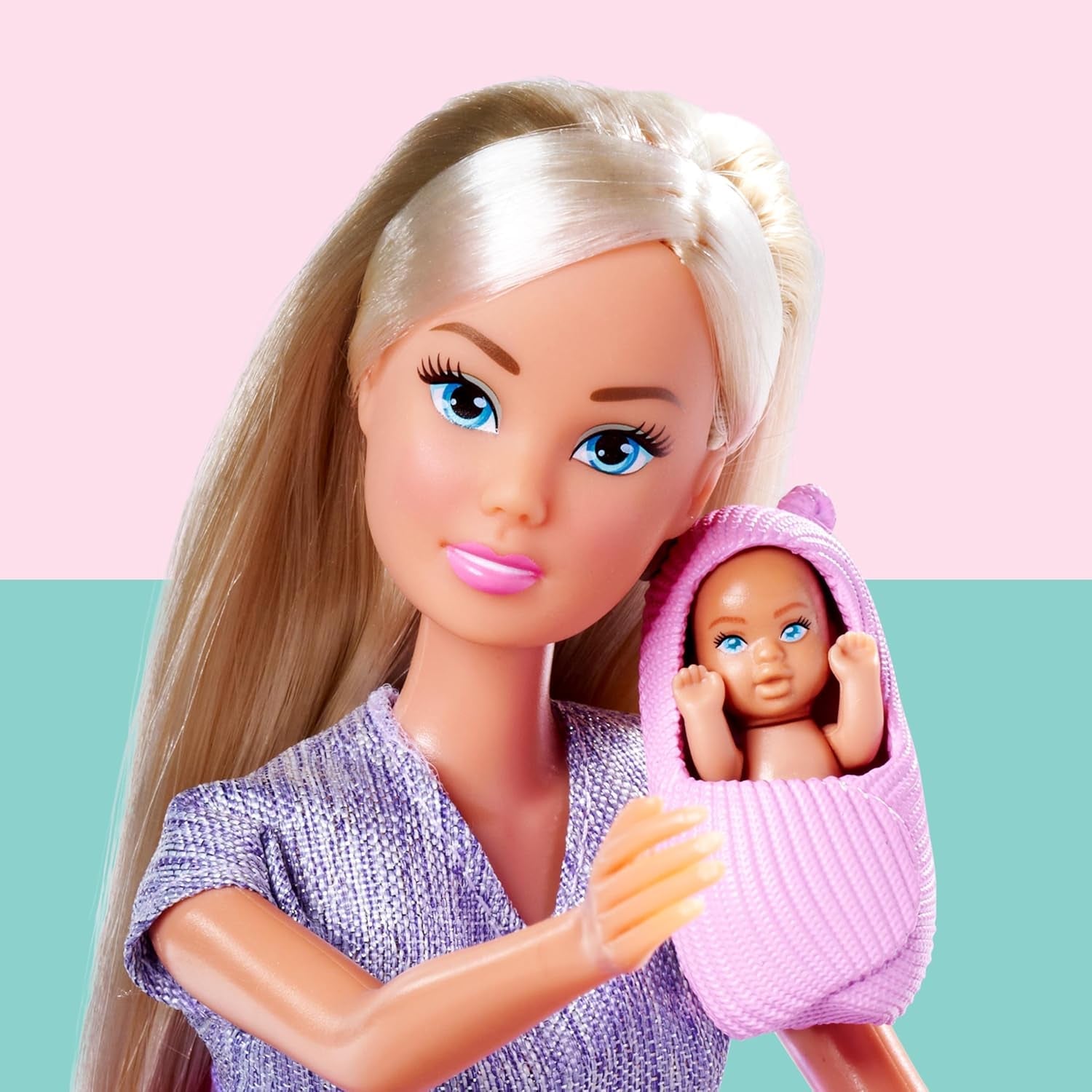 Simba Steffi Love Welcome Baby 29 cm Těhotná Steffi 12 balení Příslušenství k hraní rolí Módní panenka se 4 cm hračkou pro panenku pro děti od 3 let