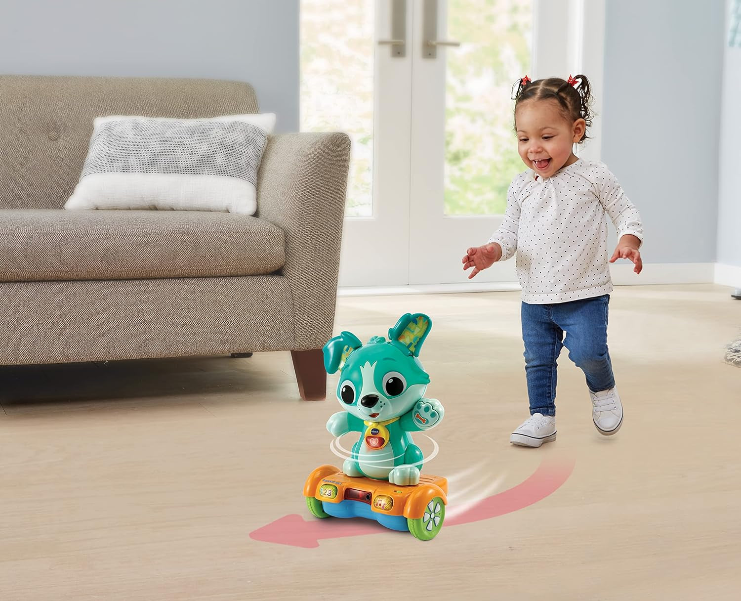 Vtech Baby Catch Me Puppy - Motorizované hoverboard štěně podporuje pohyb - S pohyblivými ušima, písničkami, zvuky a učebním obsahem - Pro děti ve věku 12-36 měsíců Bebe Toys Naty Shop