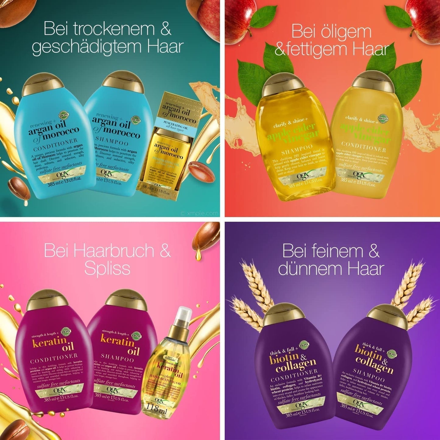 OGX Clarify & Shine šampon s jablečným octem, jablečný ocet pro péči o vlasy ve sprše a koupeli Naty Shop