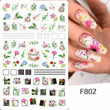 JMEOWIO Nálepka na nehty Frühling Blumen 10 Blätter Nagelaufkleber Selbtklebend Nail Art Dekorace Nageldesign Zubehör Für Frauen Mädchen