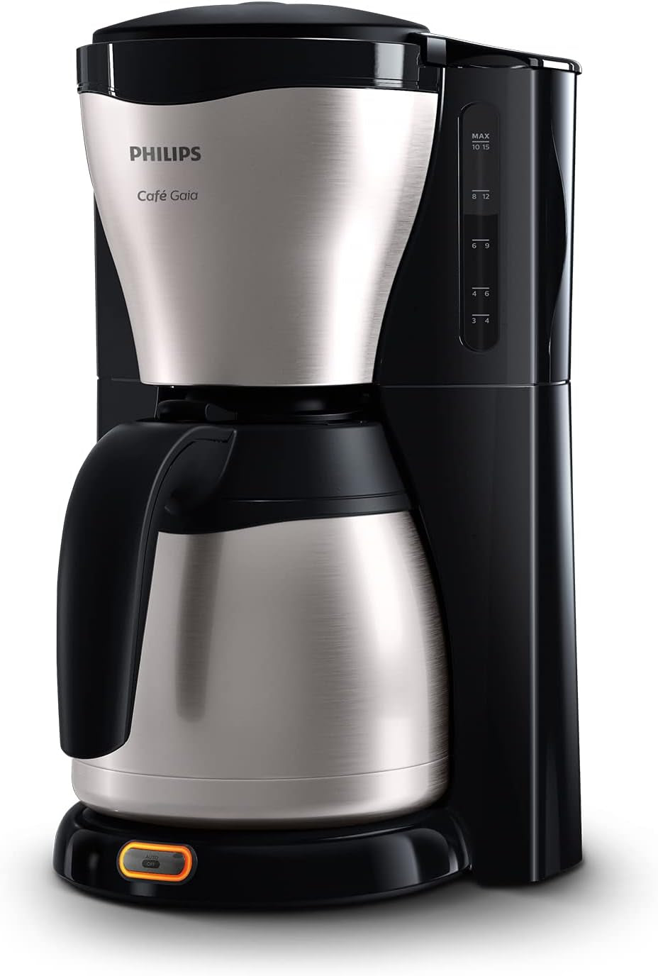 Espresso kávovar PHILIPS Café Gaia s filtrem – nerezová termoska, systém proti odkapávání, intenzivní aroma, automatické vypnutí, 1300 ml, černá (HD7546/20)