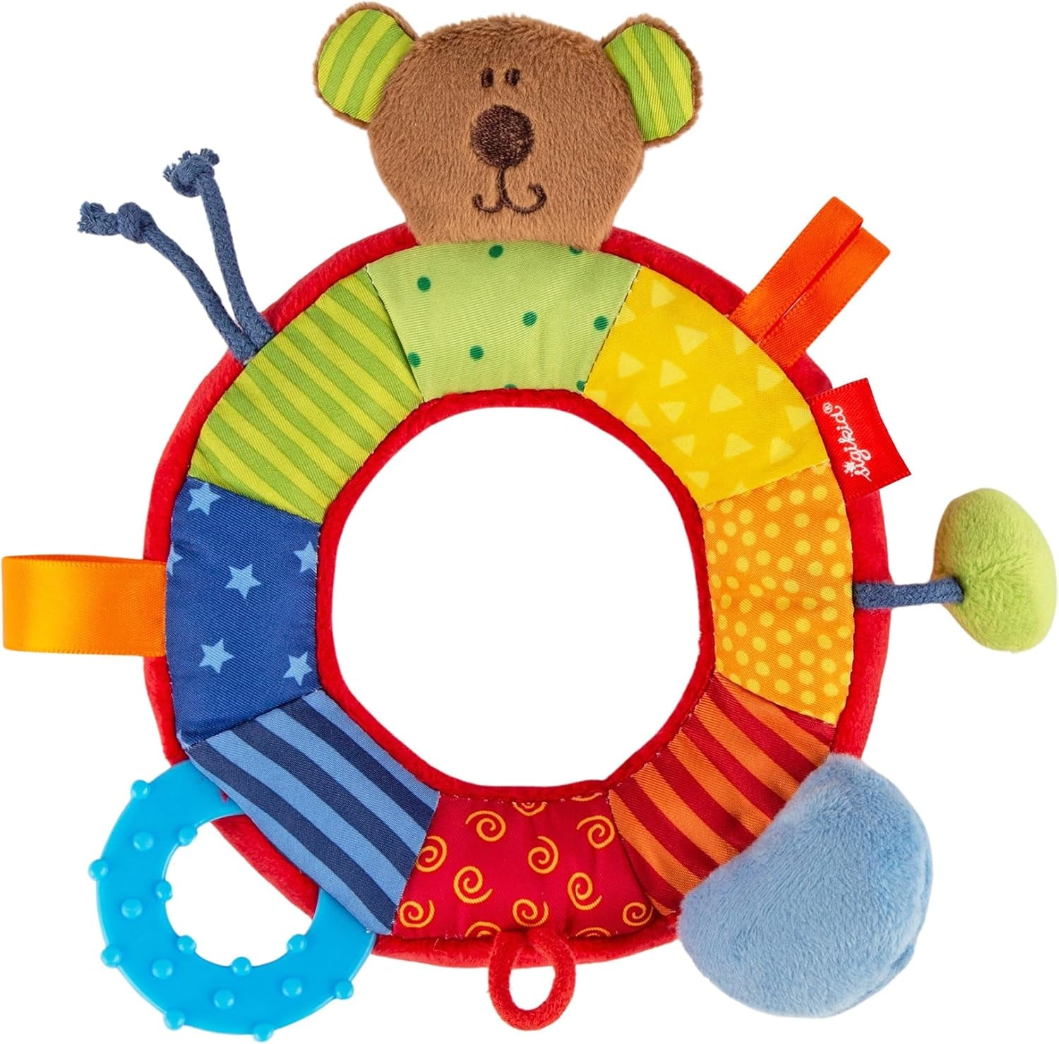 SIGIKID 40490 Aktivní kroužek Baby Activity PlayQ Hračka pro dívky a chlapce pro děti doporučeno od 3 měsíců Vícebarevné Hračky pro miminka Naty Shop Vícebarevná/medvěd