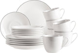 Série MÄSER Felise, elegantní kávový servis pro 6, nadčasový, černý okraj, porcelán, bílá