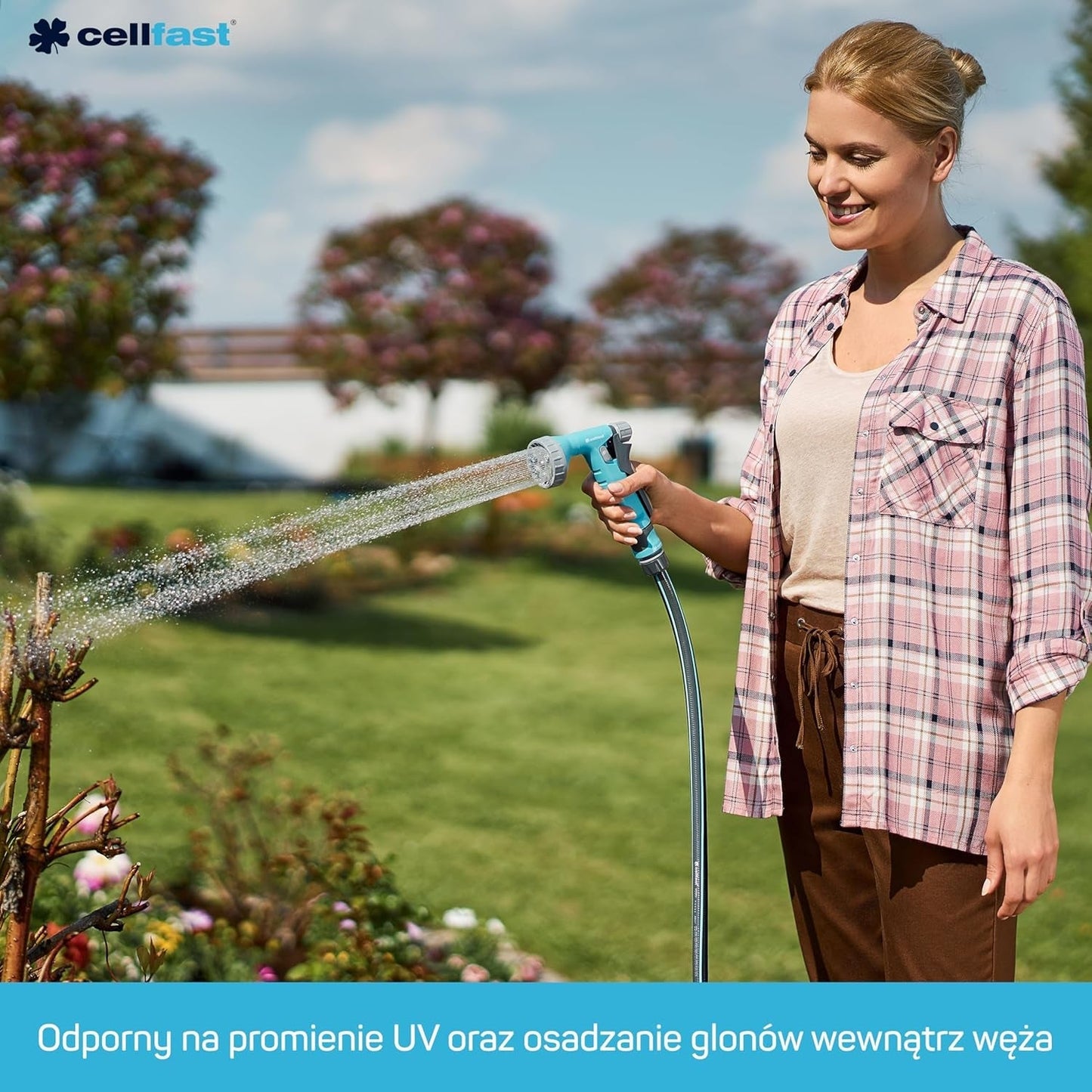 Zahradní hadice Cellfast MULTIFLEX PRO, odolná, 6 vrstev, pletený oplet ATS2, odolný proti UV záření a řasám, bez těžkých kovů, sametová technologie, 35 bar, -20/+65°C, 3/4", 30m