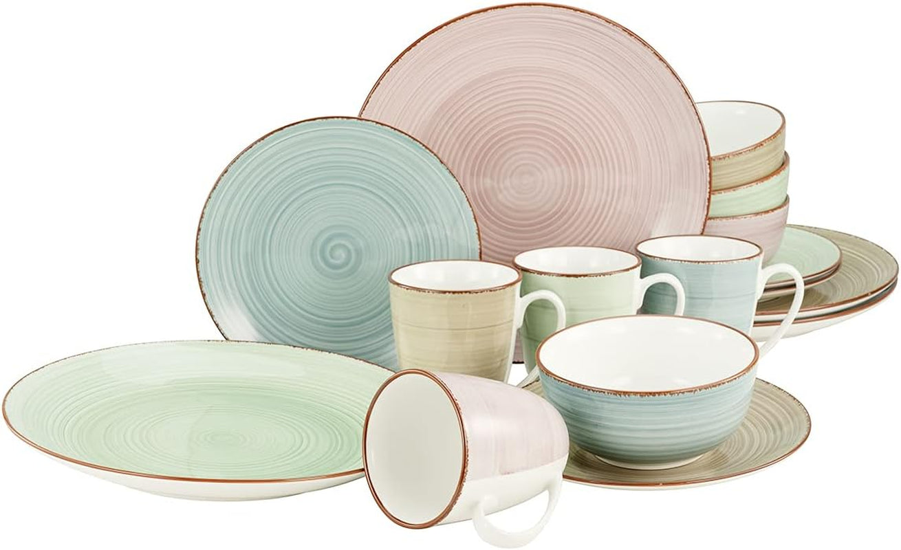 CreaTable, 22582, SAMBA Series, 16dílná sada nádobí pro 4, Porcelánová kombinovaná služba, Vhodné do myčky a mikrovlnné trouby, Kvalitní výroba