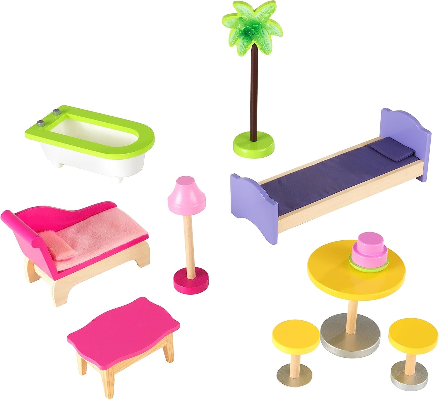 KidKraft Kayla dřevěný domeček pro panenky s nábytkem a doplňky, 3patrová herní sada pro 30cm panenku, hračka pro děti od 3 let, 65092 – exkluzivně na Amazonu