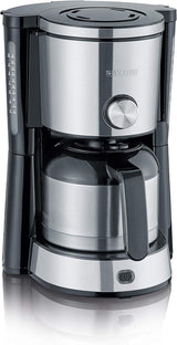 Espresso kávovar SEVERIN "TypeSwitch" s termální karafou, AromaSwitch pro výběr mezi 2 spařovacími profily, kávovar až na 10 šálků, 1000W, broušená nerez-černá, KA 4845