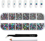 Beadsland 2500 ks Glas Nailart Strasssteine ​​​​Kristall Flatback Edelsteine ​​Runde, ​​Für Handwerk Gemischt 8 Größen SS4 ~ SS30 Mit Picking Pinzette Und Stift (Kristall Weiss)