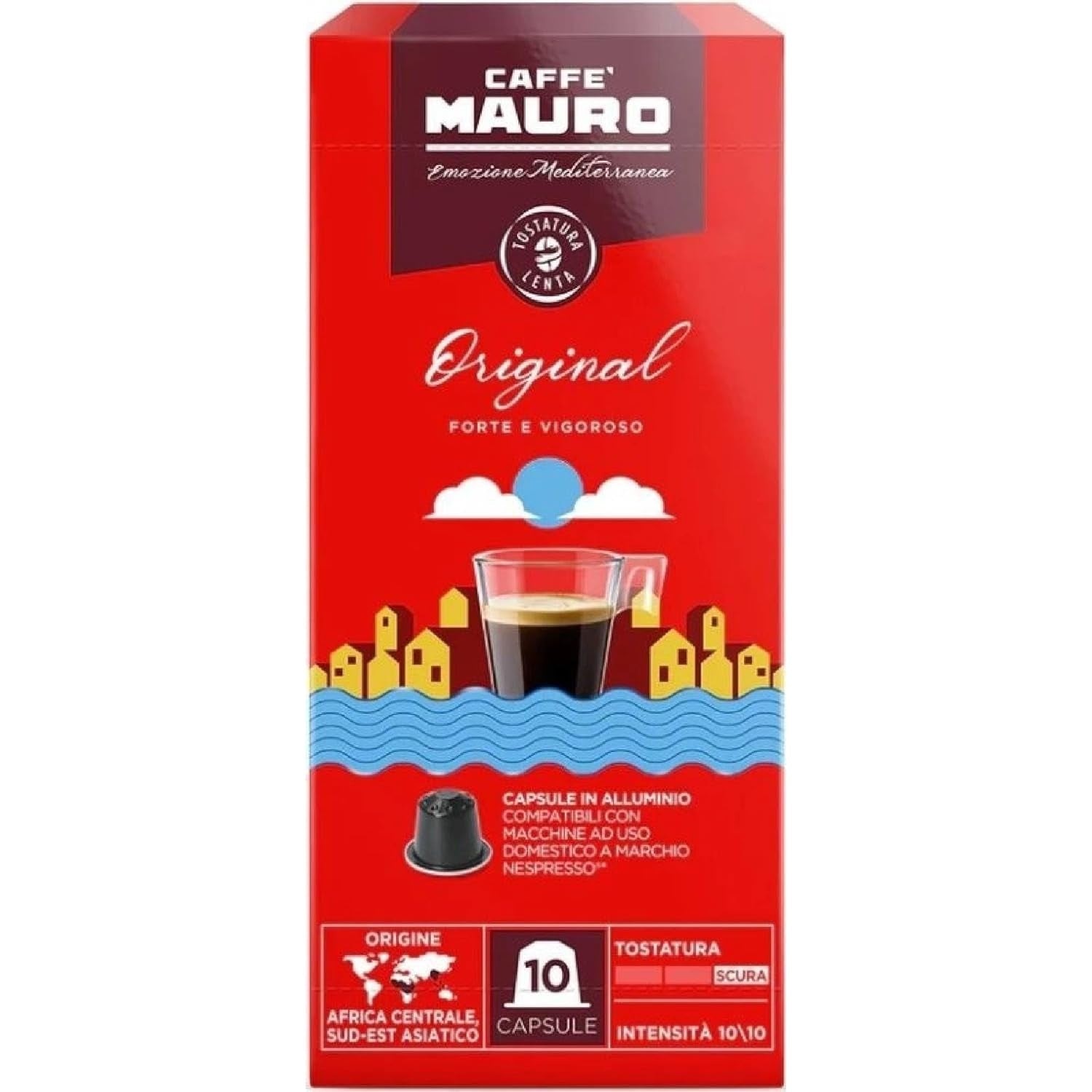 Caffè Mauro Torrefazione Kaffeekapseln Espresso Original, Intensität 10/10-50 Kapsel aus Aluminium - Kompatibilní s Nespresso* Haushalts-Espressomaschinen - Hergestellt v Itálii