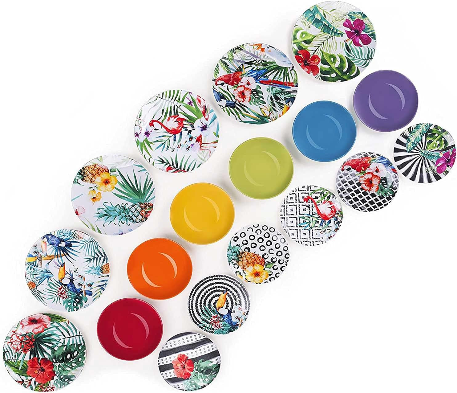 Excelsa Tropical Chic Tale Set, 18 Stück, Porzellan, mehrfarbig