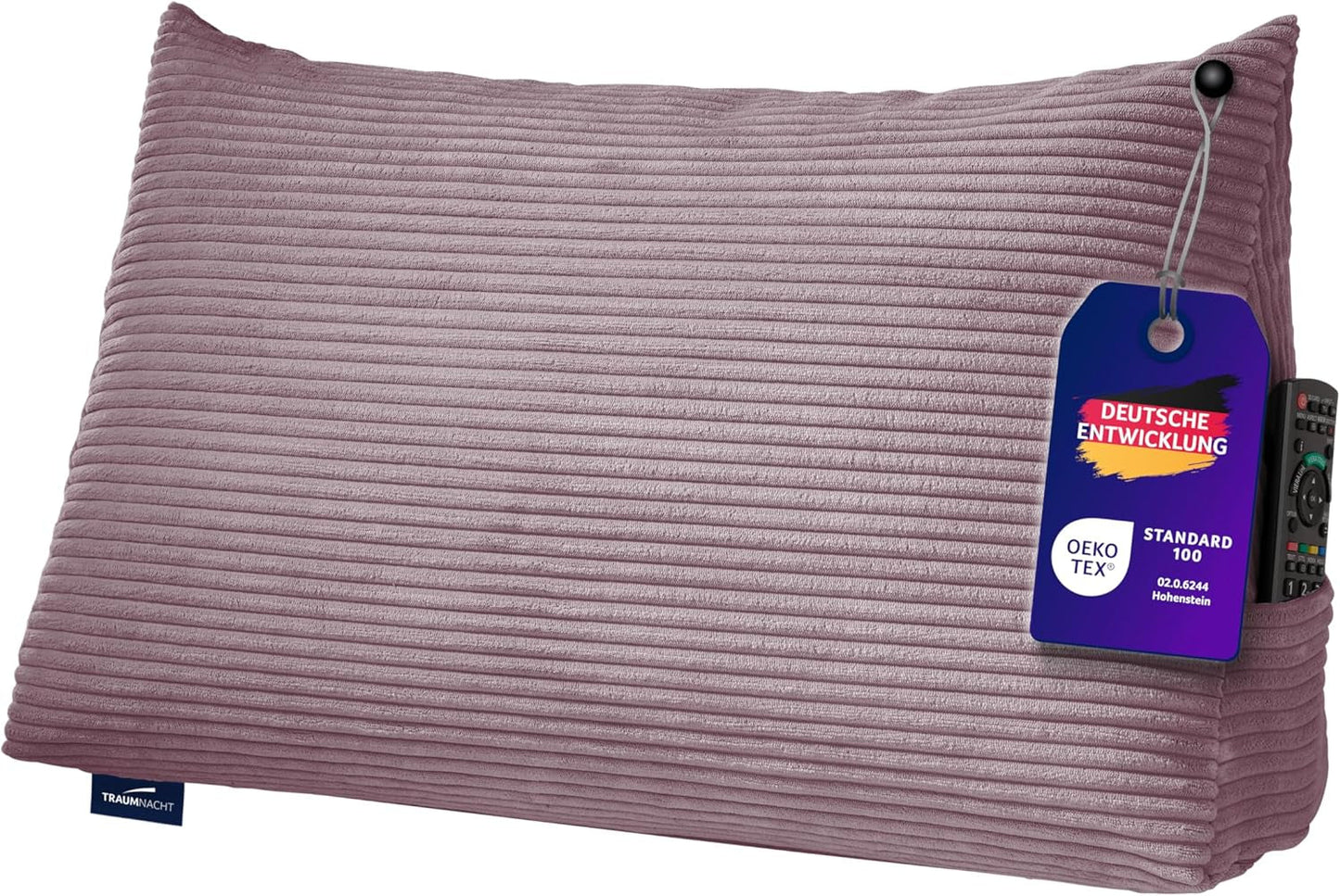 Polštář na čtení Traumnacht Cozy Back Cushion, 70 x 40 cm tmavě šedý, snímatelný a pratelný potah ze 100% polyesteru, praktická boční kapsa, certifikováno Oeko-Tex, vyrobeno podle německých norem kvality