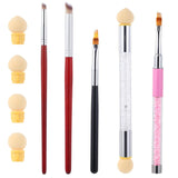 Nail Art Rendering-Werkzeuge Schwamm Undtupfpinsel, Sponge Brush Applicator, Doppelter Kopf Ombre Sponge Stick Mit 4 Ersatzköpfe, Nail Art Schwamm Und Tupfpinsel, Ombre Nagelpinsel Für Gelnägel