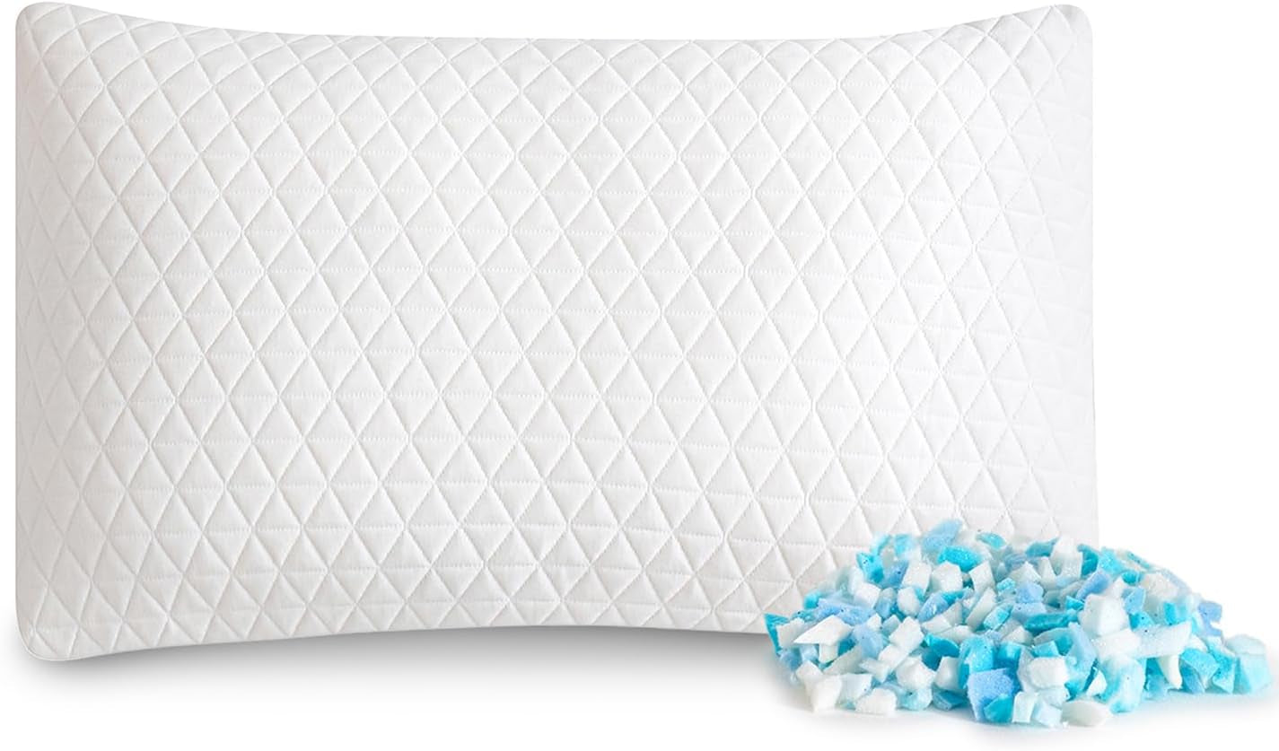 EGO HOME polštář z paměťové pěny 40x80 cm s drcenou paměťovou pěnou - prodyšný, ergonomický polštář pro podporu krku pro spáče na boku, zádech nebo břiše - certifikováno Oeko-Tex - pratelný potah