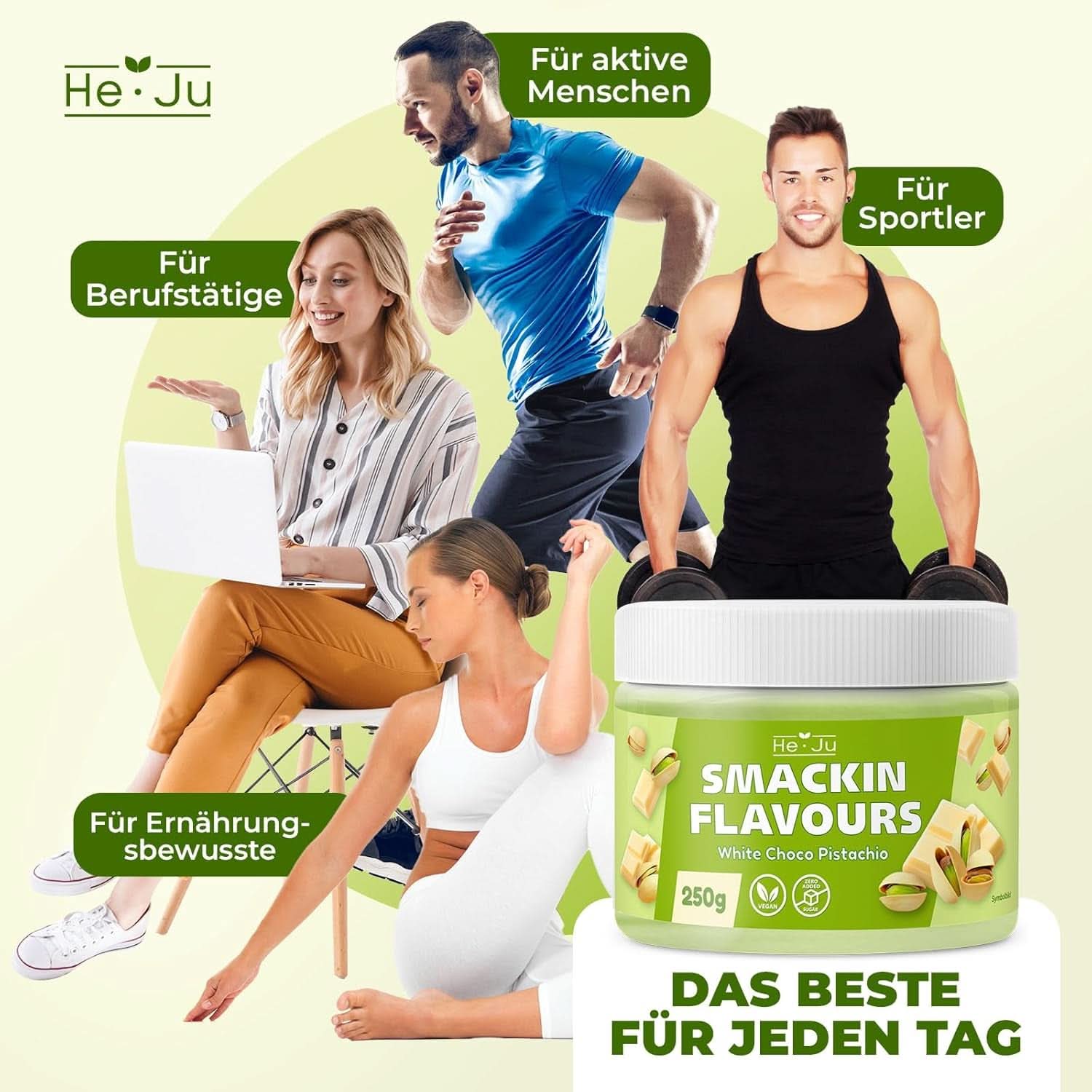He-Ju, prášek s příchutí bílé čokolády a pistácií, 250 gramů Naty Shop Flavors
