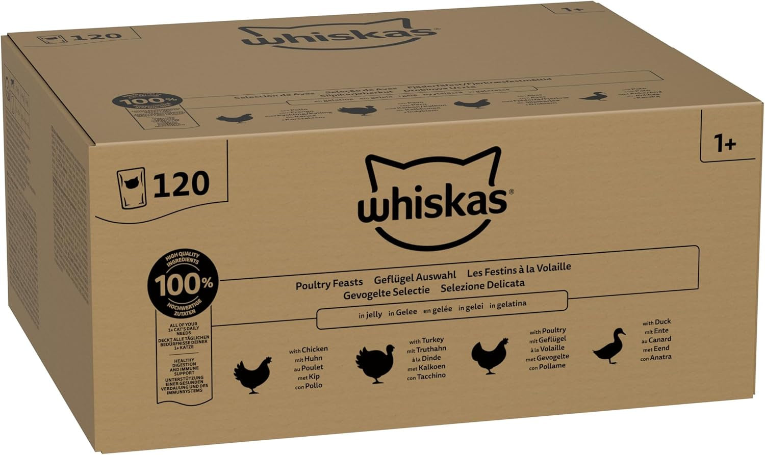 WHISKAS Mokré krmivo pro kočky v želé 120 x 85g Výběr z drůbeže