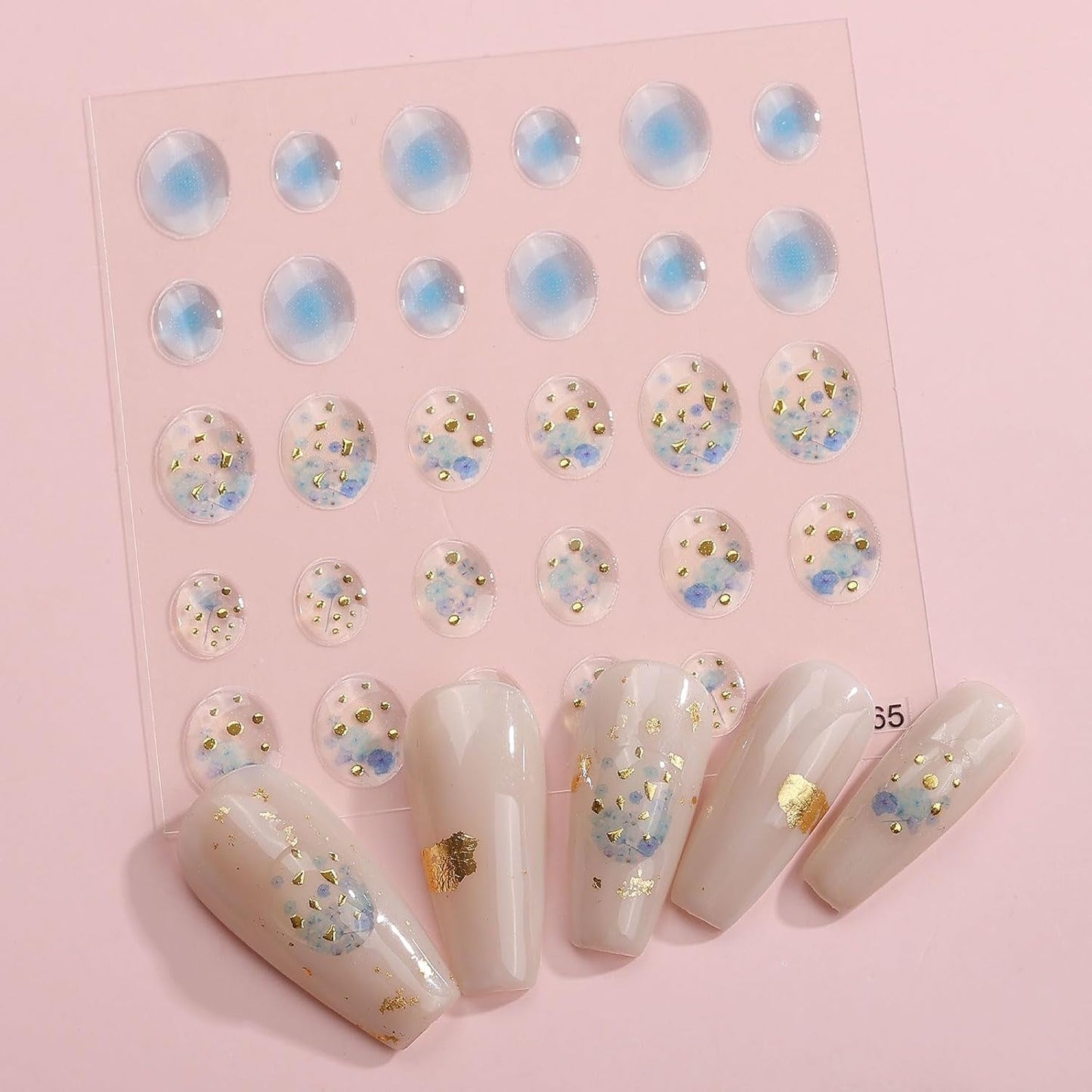 JMEOWIO 6 Blatt 3D Nálepka na nehty Goldene Unregelmäßige Geometrické Nálepka na nehty Selbstklebend Nagelaufkleber 5D Stereoskopická dekorace Nageldesign Zubehör