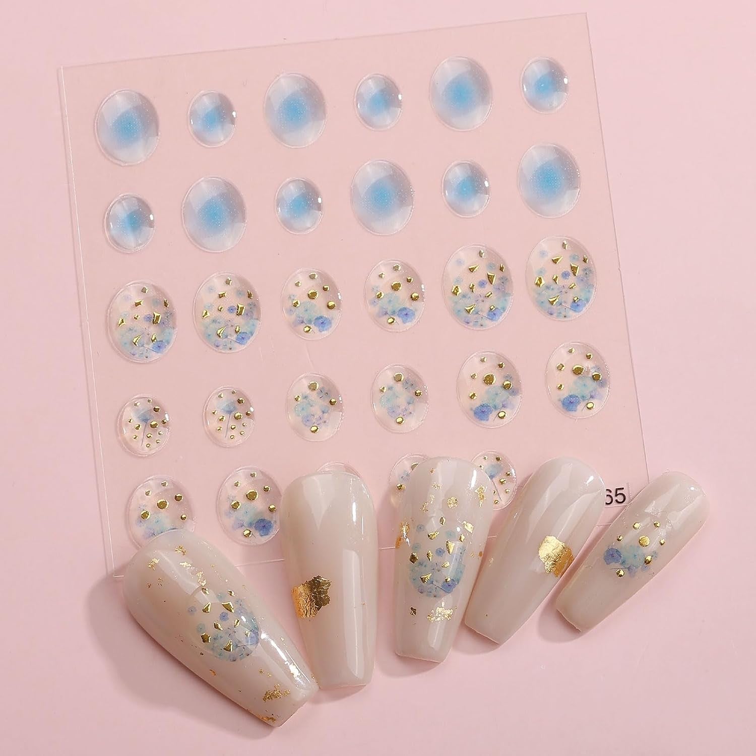 JMEOWIO 6 Blatt 3D Nálepka na nehty Goldene Unregelmäßige Geometrické Nálepka na nehty Selbstklebend Nagelaufkleber 5D Stereoskopická dekorace Nageldesign Zubehör