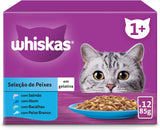 Whiskas Nassfutter für ausgewachsene Katzen, Fischhauswahl in Jelly (multipack, 4 x 12 x 85 g)