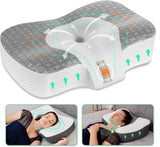 Elviros Memory Foam Ortopedický polštář Polštář proti bolesti šíje Polštář na spaní Ergonomický Polštář na krk Polštář na podporu krku Polštář proti chrápání pro postranní spáče Žaludeční pražce Bílé Ortopedické polštáře na krk Naty Shop Šedá 60 X 38,6 X 9,9/13,5 Cm