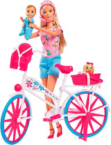 Simba 105739050 - Steffi Love Bike Tour, Steffi a Evi ve svém třípatrovém zámku s houpačkou, nábytkem a spoustou doplňků, 40 kusů, 102x90x38cm, pro děti od 3 let