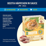 Sterilizované kousky Bozita Tetra v omáčce se spoustou kuřecího masa – 6 x 370 g vlhké krmivo pro kočky bez zrna a cukru – bez GMO, s 8,5 % bílkovin a 4,5 % tuku – vysoce kvalitní a mimořádně chutné