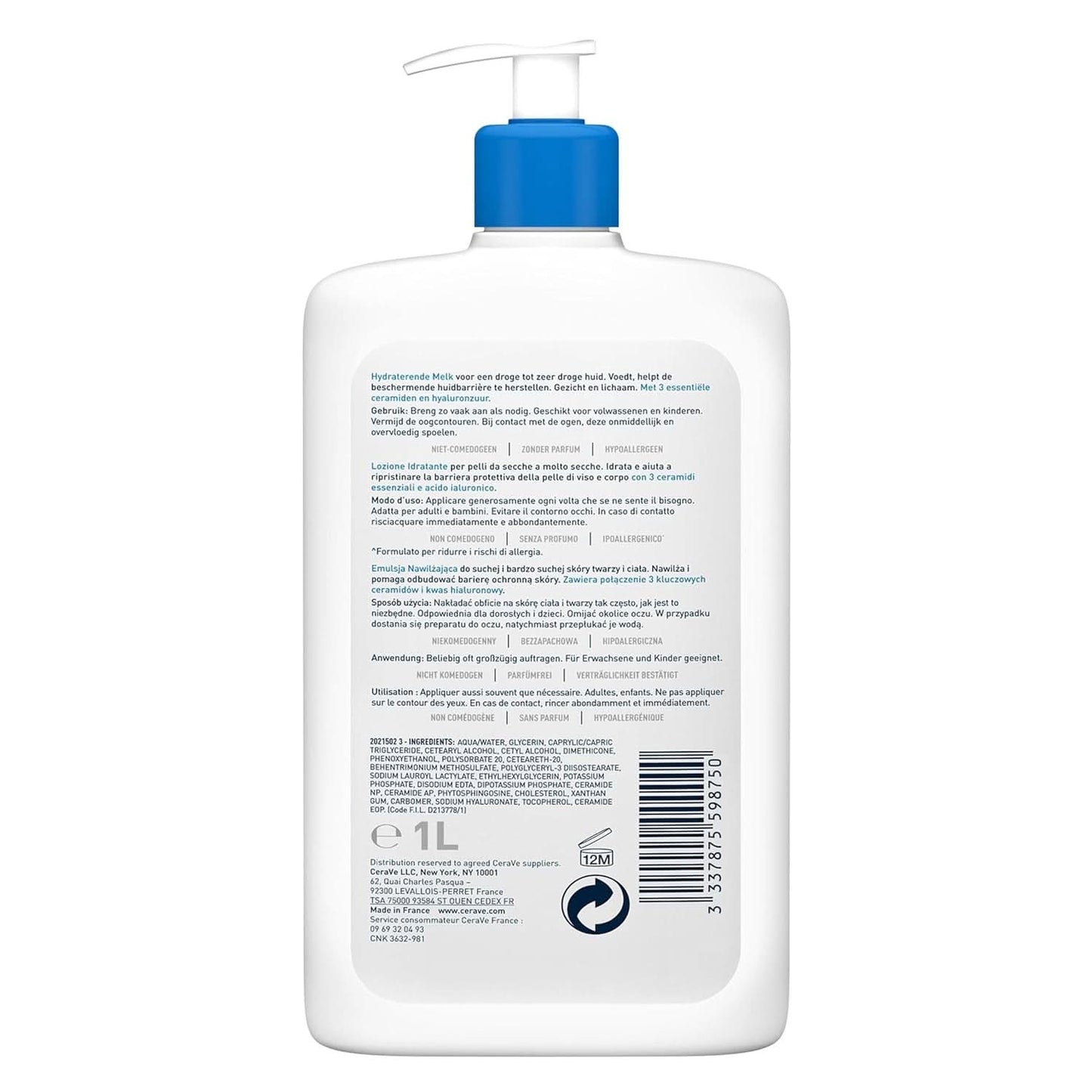 Cerave Hydratační mléko na tělo a obličej, 1 litr Kosmetika a kosmetika Naty Shop
