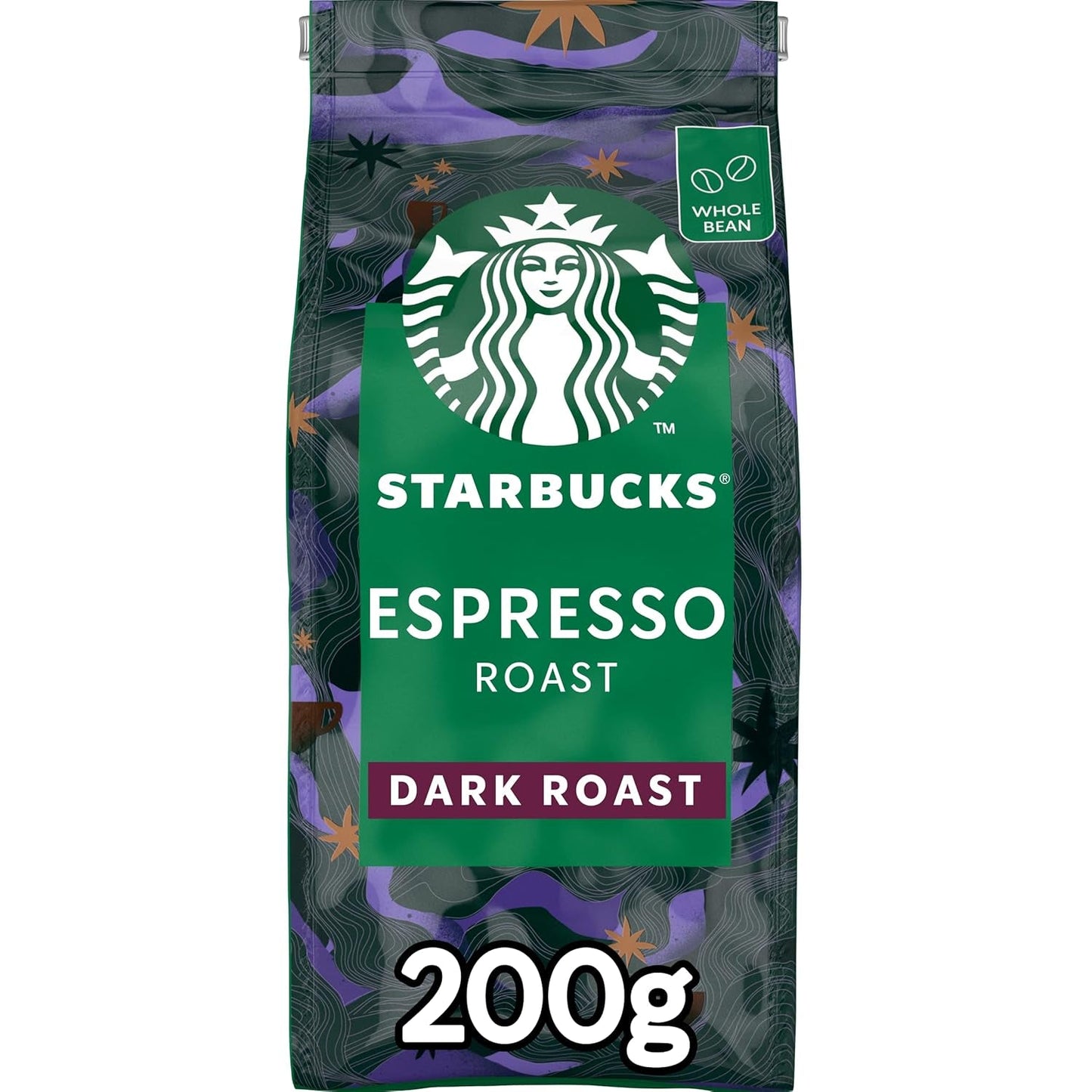 STARBUCKS Espresso pečeně, černá pečeně, celá kávová zrna 200 g (balení 6 ks)