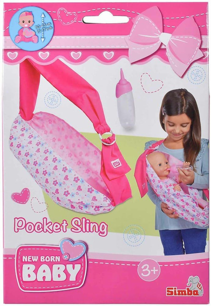 Simba 105560002 Nastavitelný novorozenecký šátek s taškou a lahví pro panenky 38-43 cm od 3 let