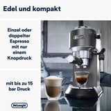 De'Longhi Dedica Style EC 685.B – Espresso kávovar s portafiltrem, espresso kávovar s profesionálním napěňovačem mléka, šířka pouze 15 cm, na mletou kávu nebo kapsle ESE, nádrž na vodu 1 l, černá